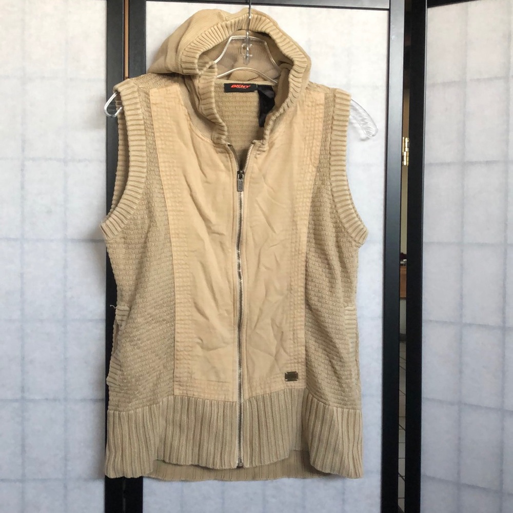 Women’s DKNY zip up sweater vest with hood